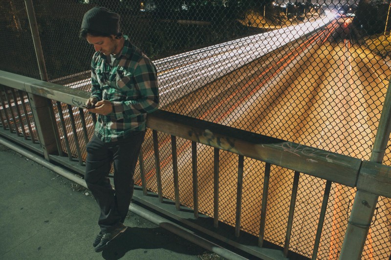 Standing in front of a freeway