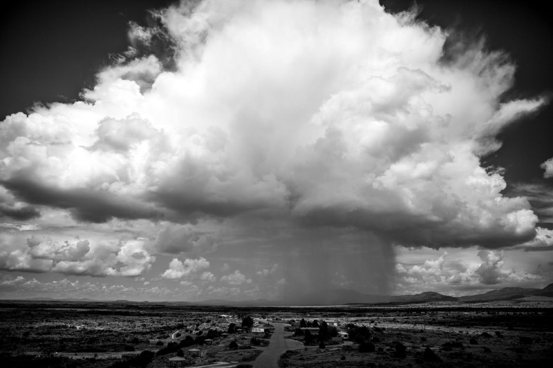 A picture of clouds rolling over plain in New Mexico