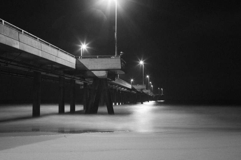 A long exposure photo of Venice pier